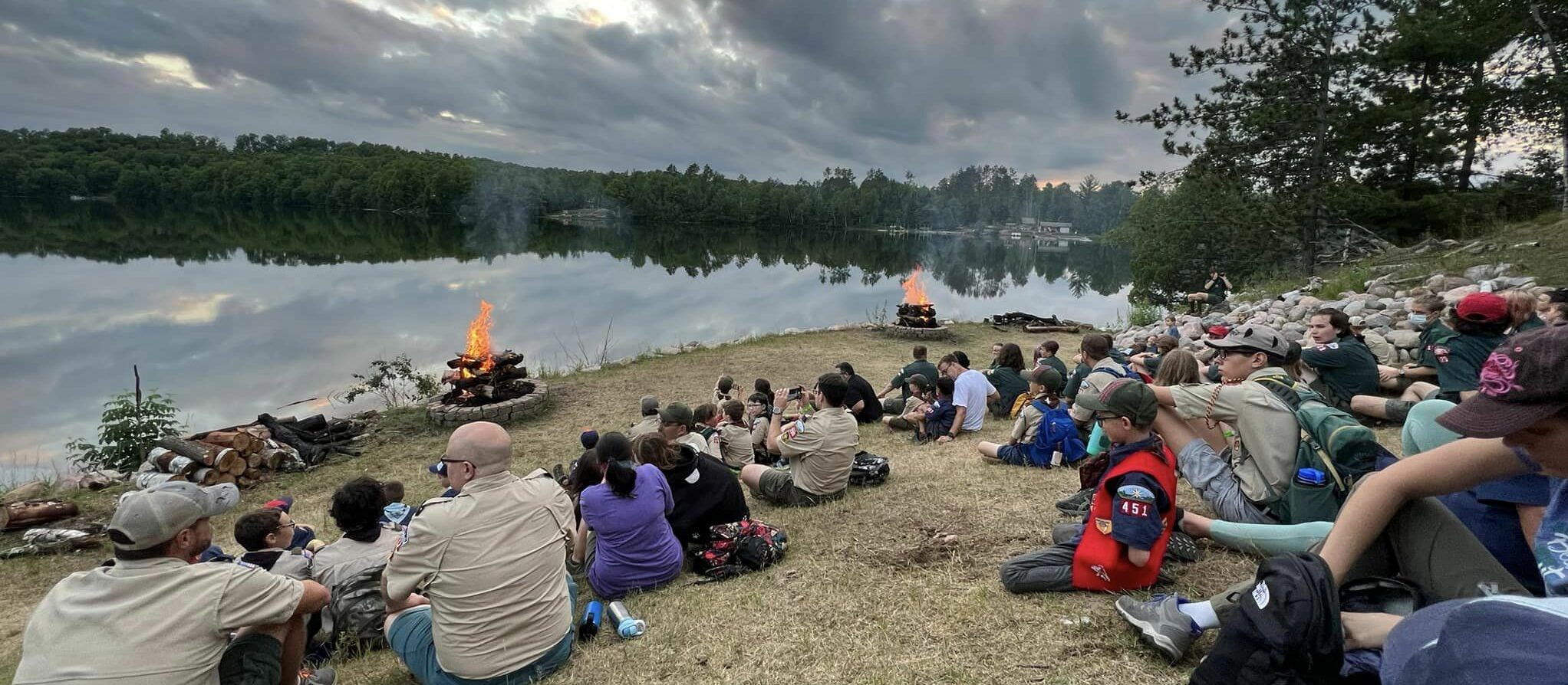 Cub Scouts at a camp fire